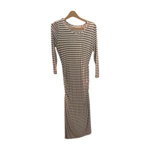 Summer & Sage White & Black Striped Long Sleeve Bodycon Dress | Size S